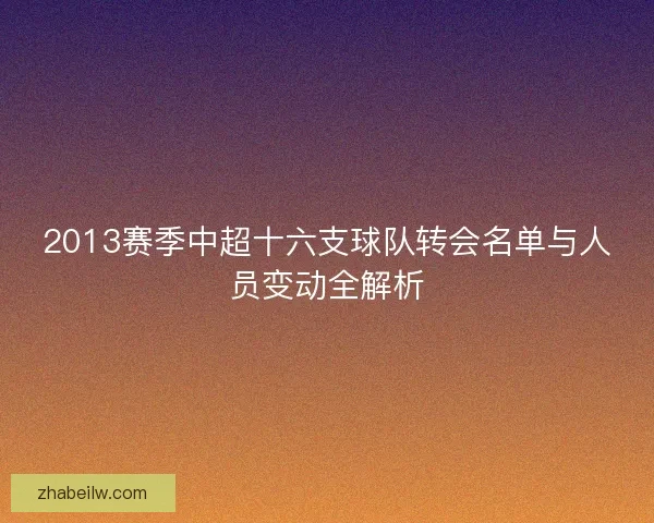 2013赛季中超十六支球队转会名单与人员变动全解析